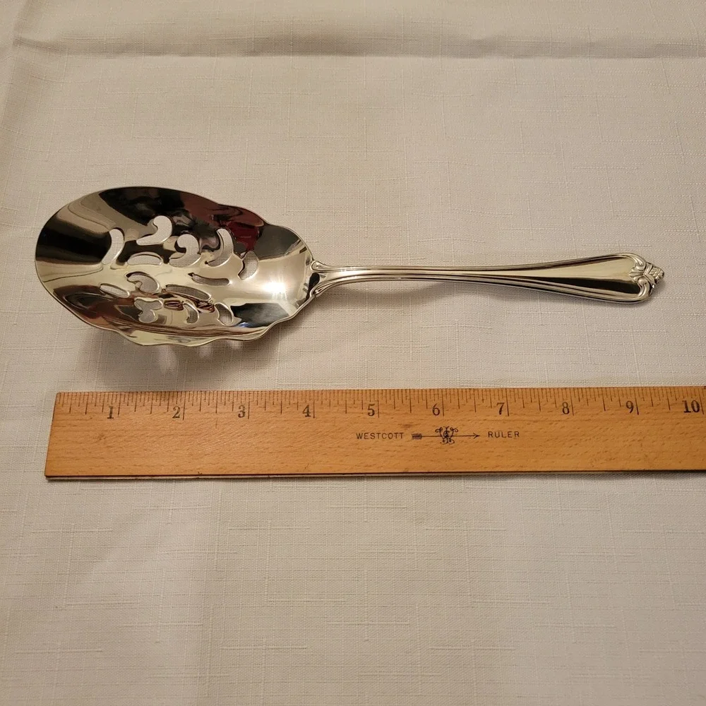 Reed Barton 18/10 Slotted Serving Spoon Stainless Steel ROSECLIFF Holiday Gift